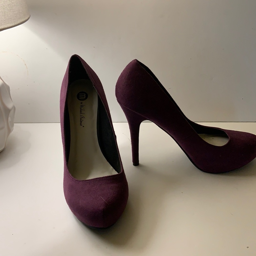 Plum suede Michael Antonio heels